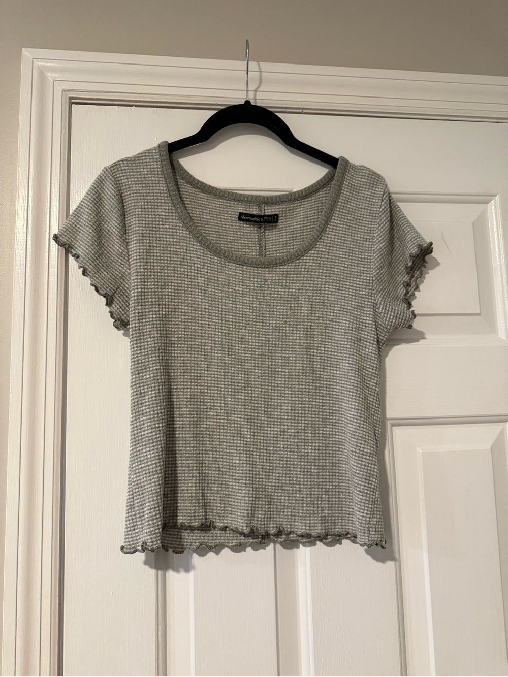 Ribbed Short Sleeve Crop Top - Light Green